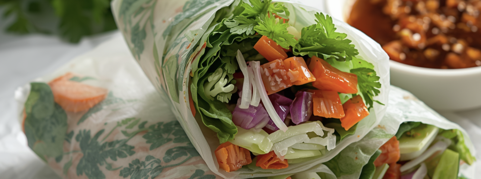 Veggie Spring Rolls with Peanut Ginger Sauce
